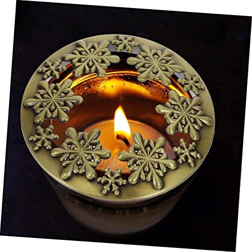 1pc Christmas Candle Cup Lid Zinc Alloy Jar Cover Snowflake Design Heat Gathering