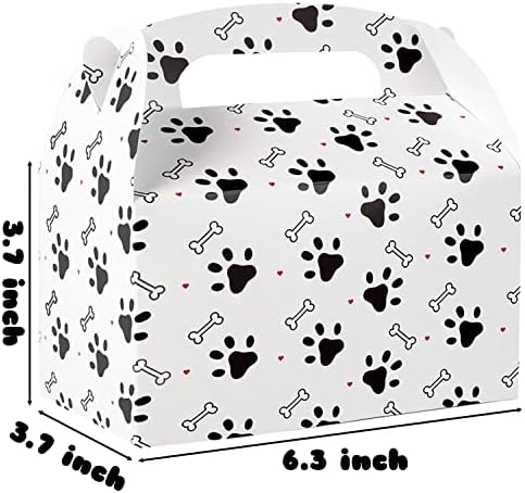 24Pcs Dog Paw Print Bone Sign Treat Boxes for Kids Birthday Party