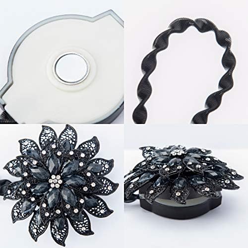 SUQ I OME Luxury Crystal Curtain Tieback with Magnetic Clip 2PCS Black