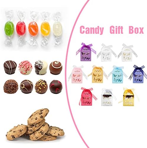 50 Pack White Butterfly Candy Gift Boxes with Ribbons