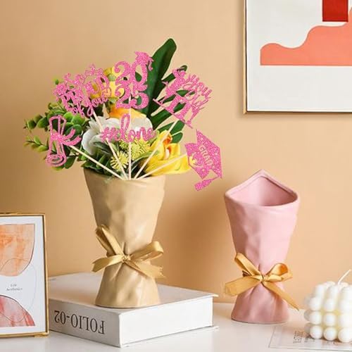 2025 Graduation Centerpiece Sticks with Glitter Pink