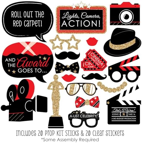 Big Dot of Happiness Red Carpet Party Props - 20 Pieces