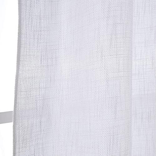 VORTTA White Burlap Look Swag Curtains 36 Inch 2 Panels