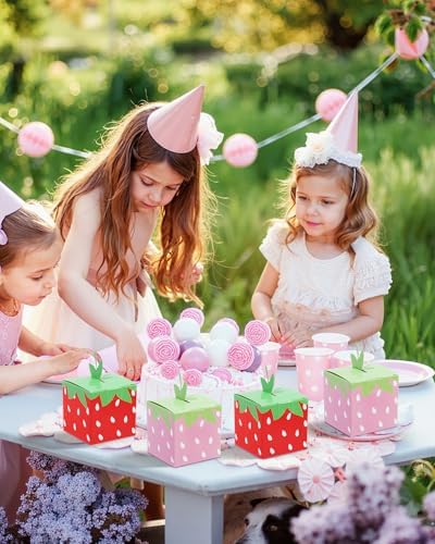 Liobelon 24 Pack Strawberry Themed Gift Boxes