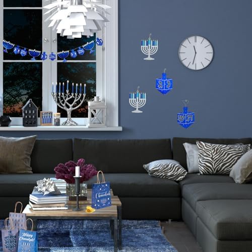 Rite Lite Hanukkah Garland Blue Silver Dreidel 9 Feet Long