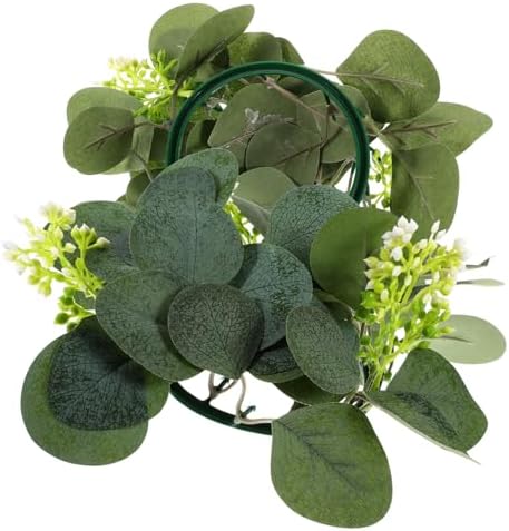 PRETYZOOM Artificial Eucalyptus Candle Wreaths 2pcs