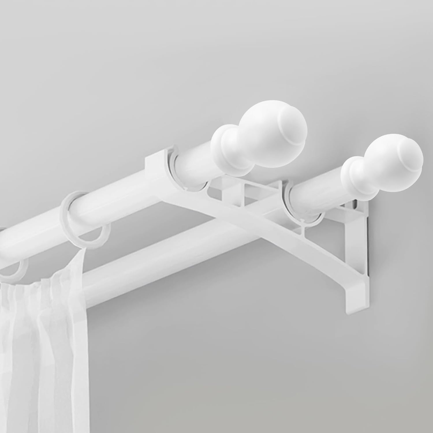 Antrader White Wood Curtain Rod Finials 2 Pcs