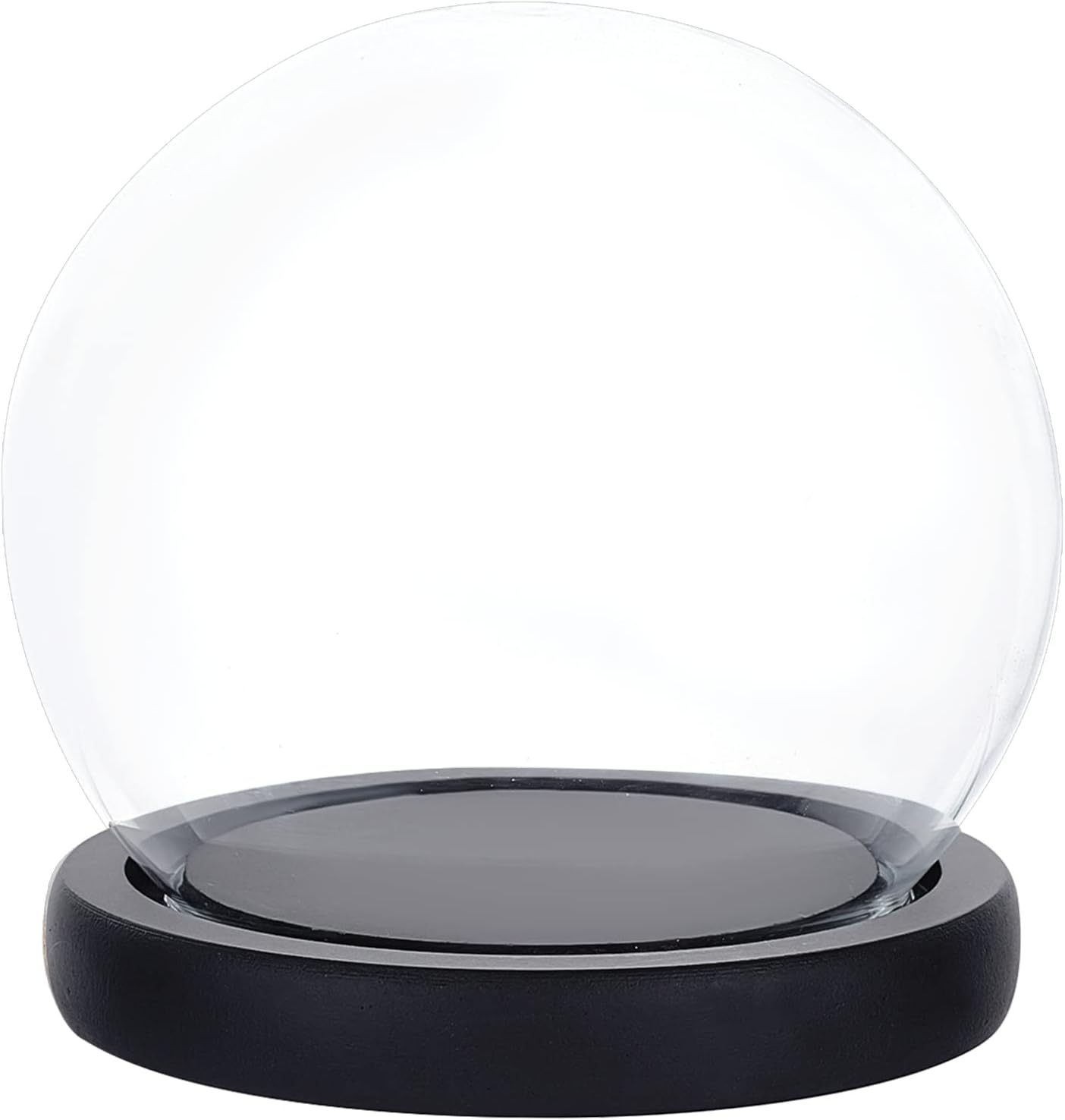 PH PandaHall Clear Glass Dome Cloche with Black Wood Base