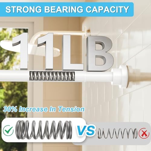 Adjustable Spring Tension Rod 30 To 64 Inch White Curtain Rod No Drilling