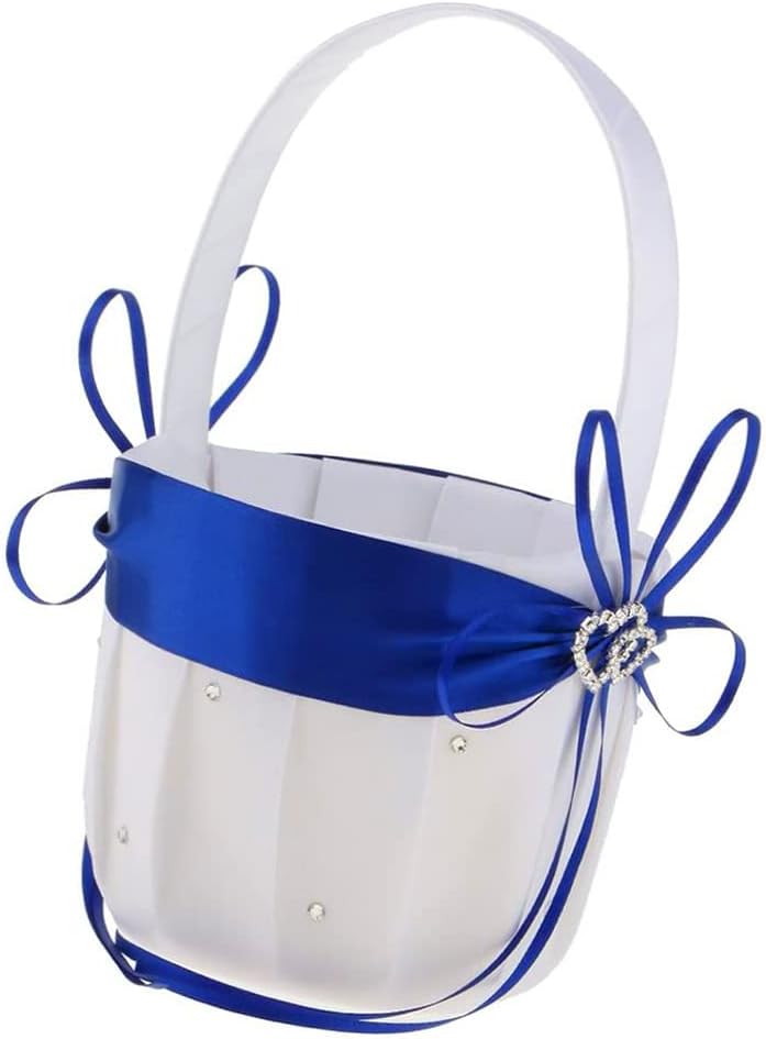 2PCS Wedding Flower Girl Baskets with Red Satin and Rhinestone Design