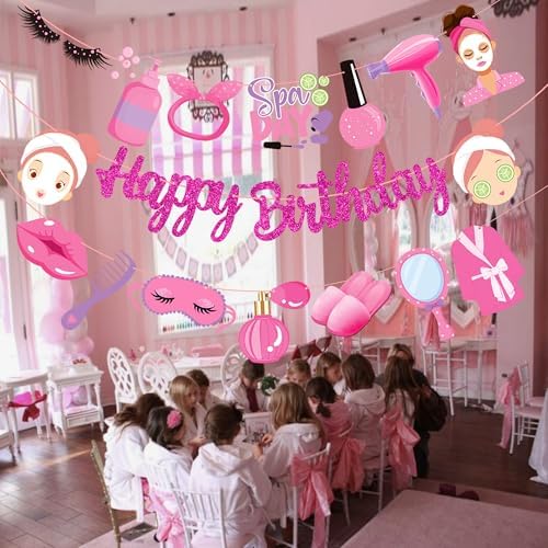 Spa Day Birthday Banners 3PCS Decorations