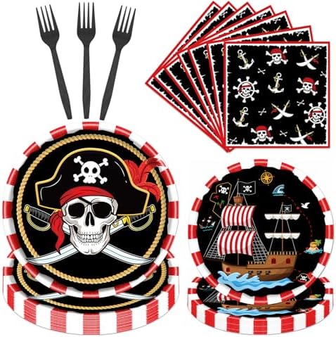 Gameza Pirate Party Tableware Decorations 96PCS Set