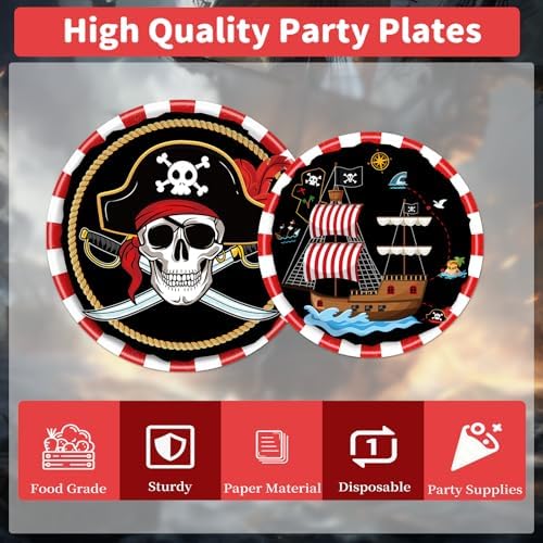 Gameza Pirate Party Tableware Decorations 96PCS Set