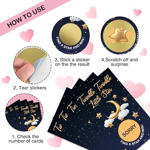 50 Pcs Twinkle Twinkle Little Star Scratch Off Game Cards