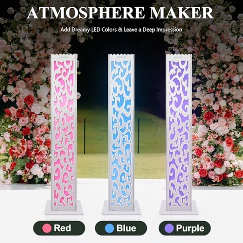 8PCS White Wedding Columns and Pillars with Engraved Roman Design