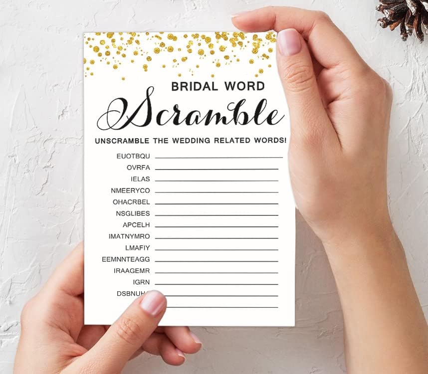 50-Pack Wedding Word Scramble Bridal Shower Game Cards