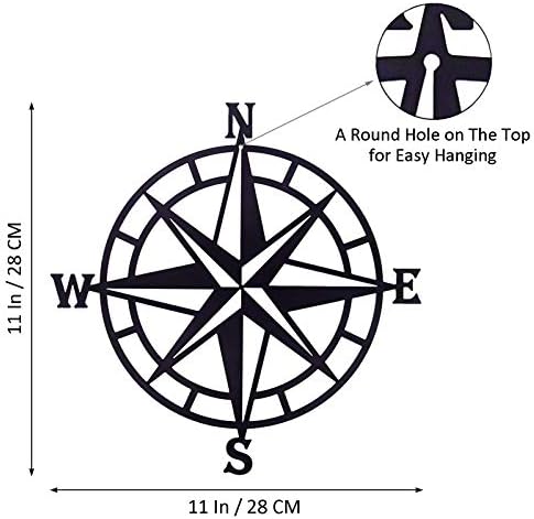 11 Inches Nautical Compass Wall Decor Black