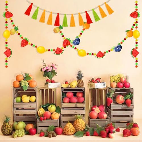 Cheerupp Fruit Tassel Garland with Wood Beads and Pom Poms