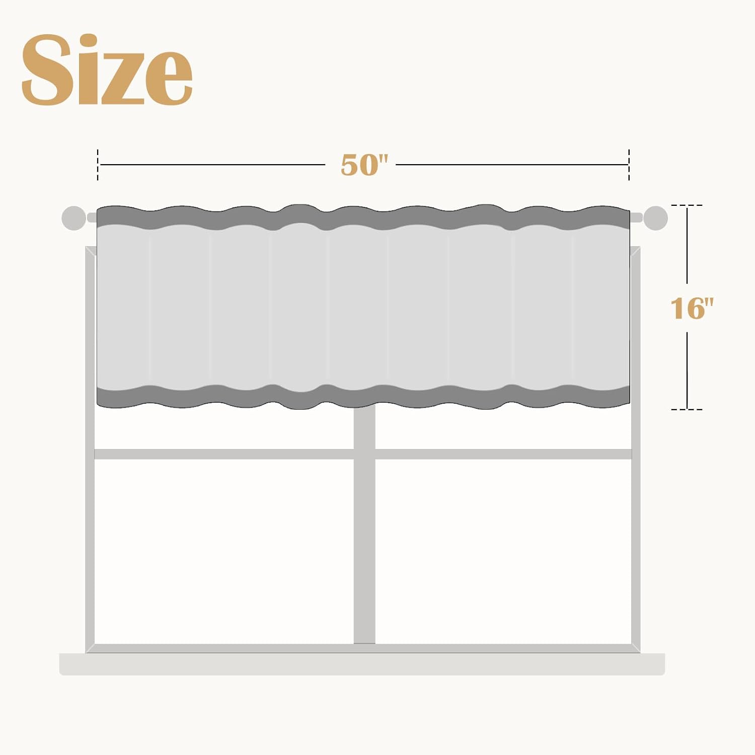 Jinchan Double Layer Linen Floral Valance for Kitchen Window