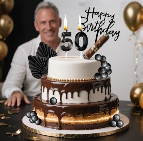 Tyotrbs Black Matte Birthday Candles for Men Women Wedding Anniversary