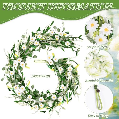 6 Ft White Flower Garland Artificial Daisy Wildflower