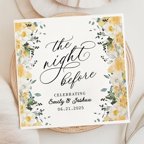 Personalized Rehearsal Dinner Napkins with Floral Design