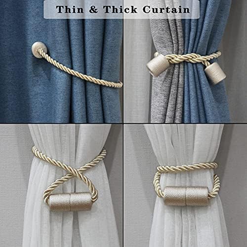 2 Pack Beige Magnetic Curtain Tiebacks for Drapes