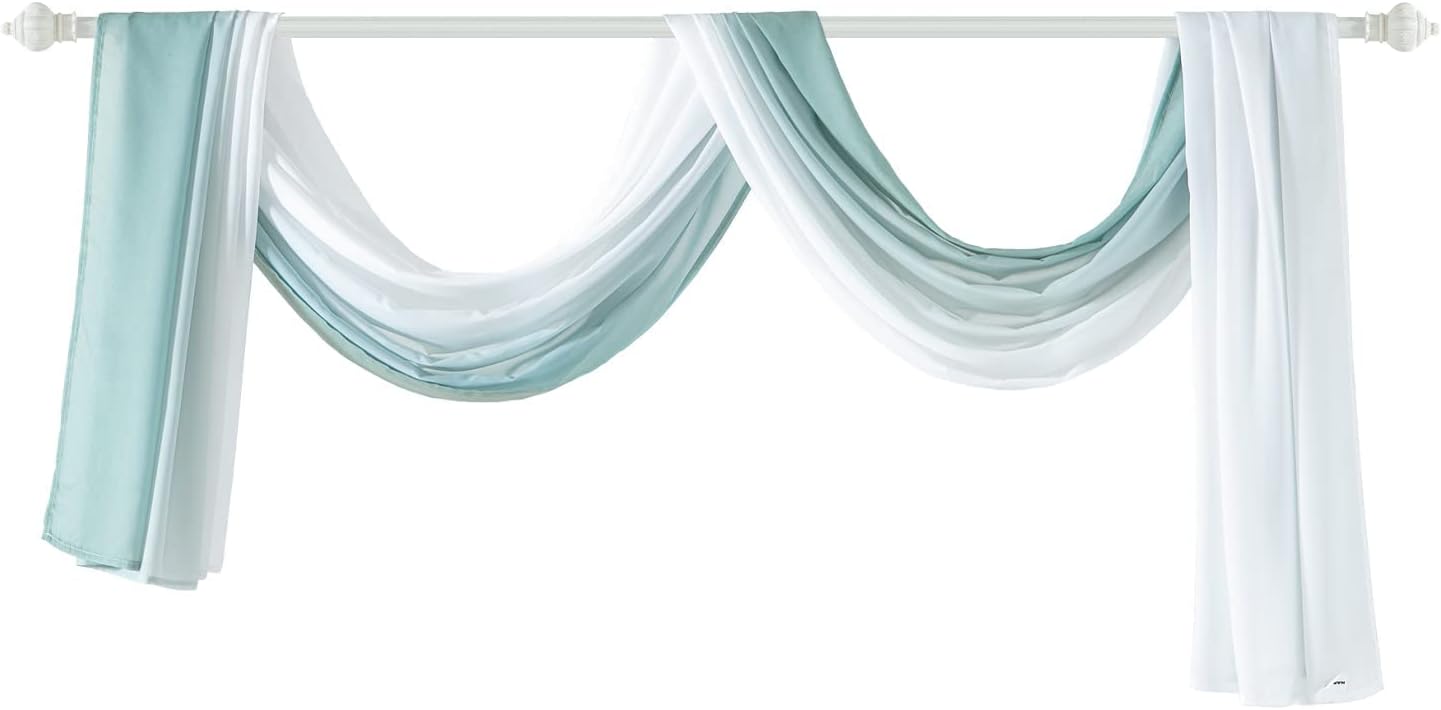 NAPEARL Ombre Window Scarf Valance Green 144 Inches