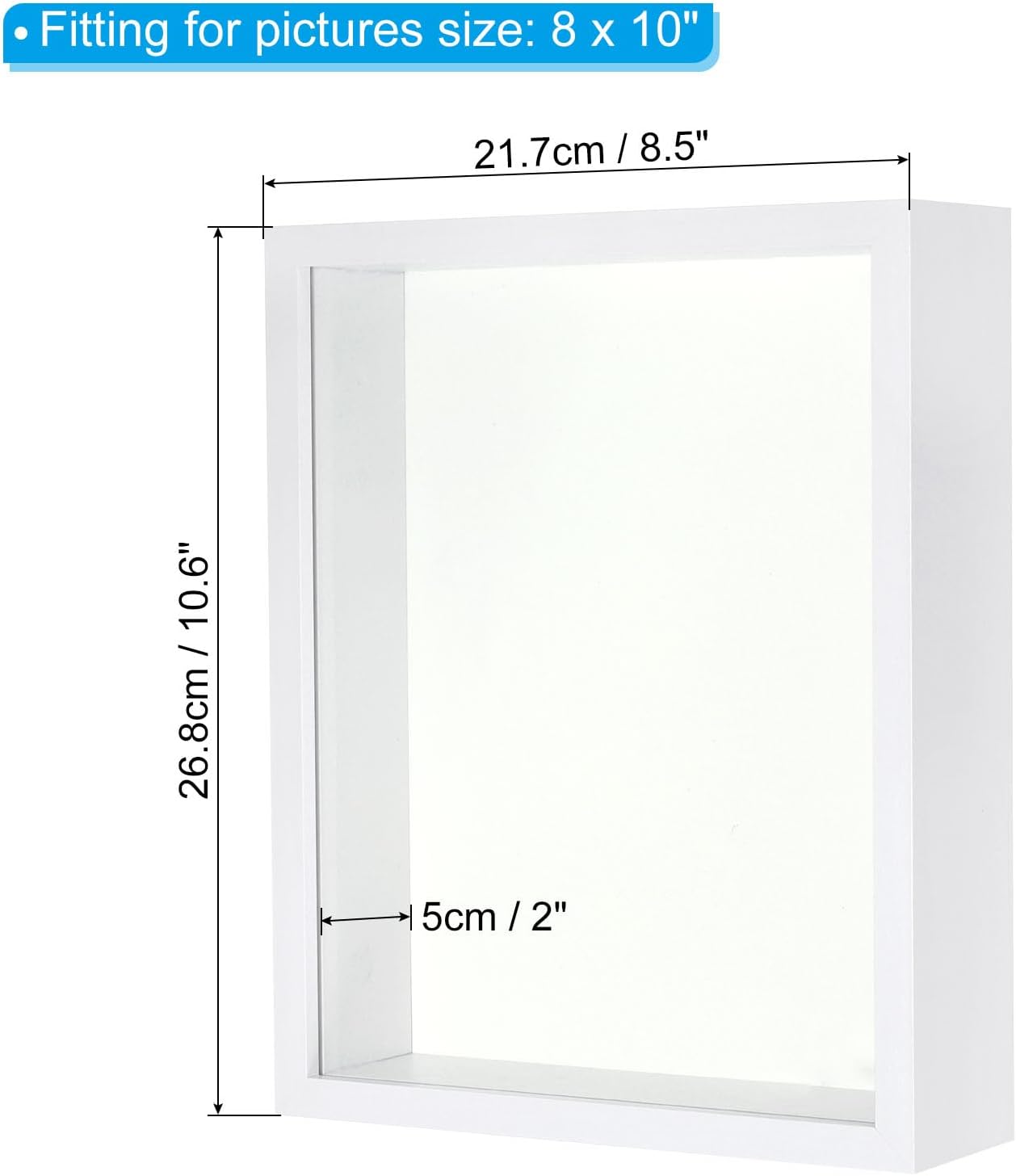 PATIKIL 8x10 Shadow Box Frame White