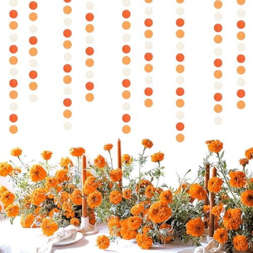 Orange White Fall Party Decorations Garland 52ft