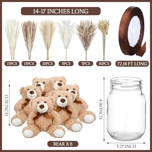 6 Sets 123 Pcs Baby Shower Centerpieces with Bow and Vase