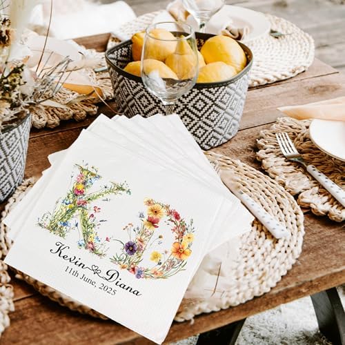 Custom Wedding Napkins - 15 to 1000 Count - Personalized Monogram Design
