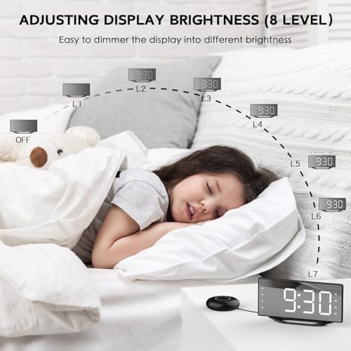 Vibrating Alarm Clock with LED Mirror and Bed Shaker