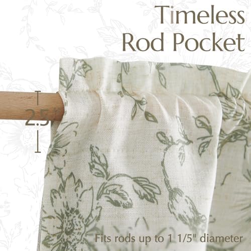 Jinchan Double Layer Linen Floral Valance for Kitchen Window