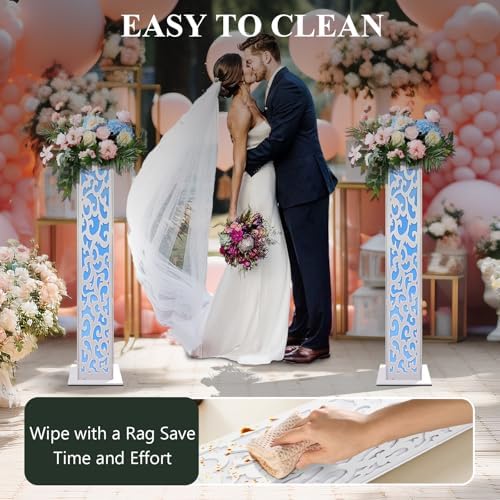 8PCS White Wedding Columns and Pillars with Engraved Roman Design