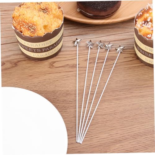 LIFKOME 50pcs Five-Pointed Star Cake Toppers Silver Decorations