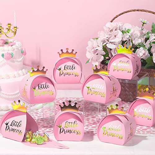 TaoBary 36 Pack Pink Princess Candy Boxes with Gold Crown