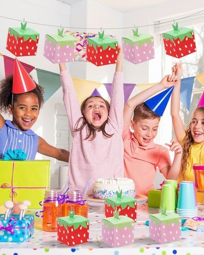 Liobelon 24 Pack Strawberry Themed Gift Boxes