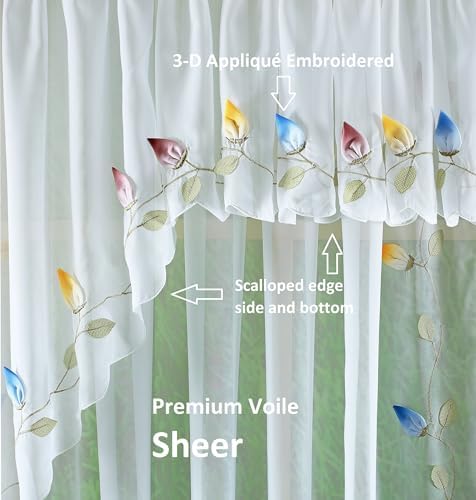 Todays Curtain Vineyard 3-D Appliqu Valance 38 White