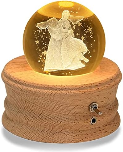 Kibuhain 3D Crystal Ball Music Box with Light and Base