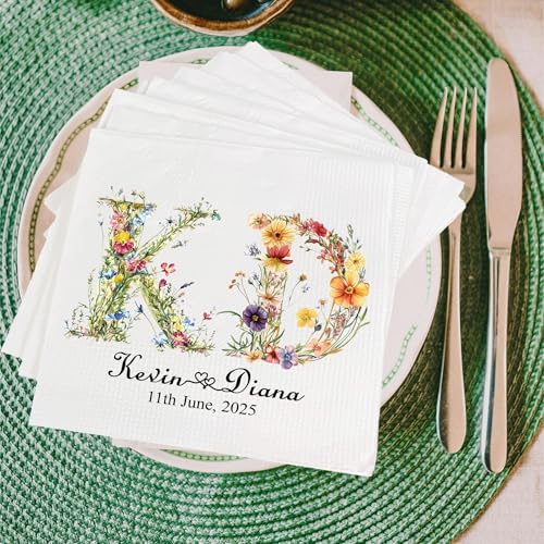Custom Wedding Napkins - 15 to 1000 Count - Personalized Monogram Design