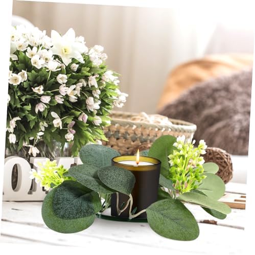 PRETYZOOM Artificial Eucalyptus Candle Wreaths 2pcs