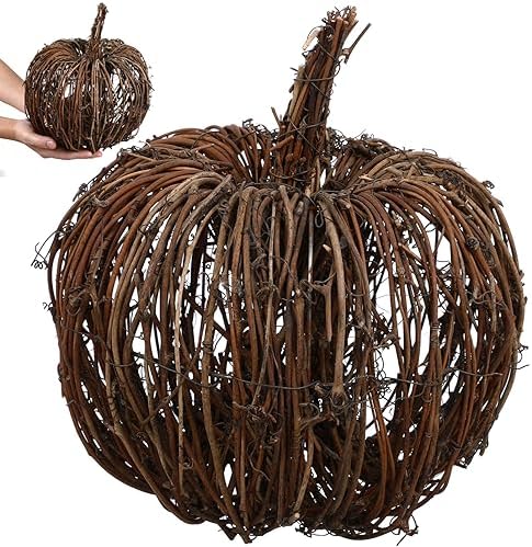 BESPORTBLE 1pc Rattan Woven Pumpkin Decor Centerpiece