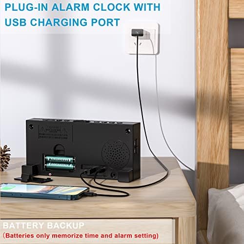 Extra Loud Dual Alarm Clock with Vibration for Bedroom and Deep Sleepers