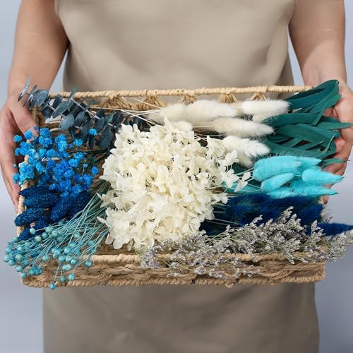 DIY Peacock Blue Dried Flower Set with Stems