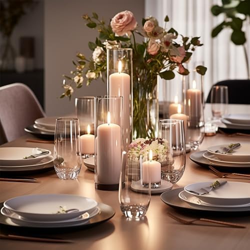 12 Pcs 25 Inch W Hurricane Glass Candle Holders