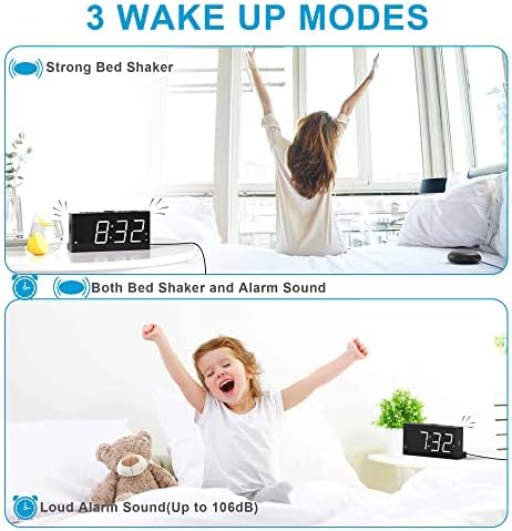 Extra Loud Dual Alarm Clock with Vibration for Bedroom and Deep Sleepers