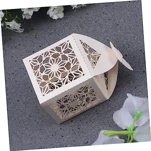 Beavorty 50pcs Hollow Candy Wedding Favor Boxes Beige