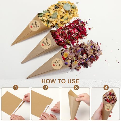 PATIKIL Dried Flower Confetti Cones Purple 30Pcs