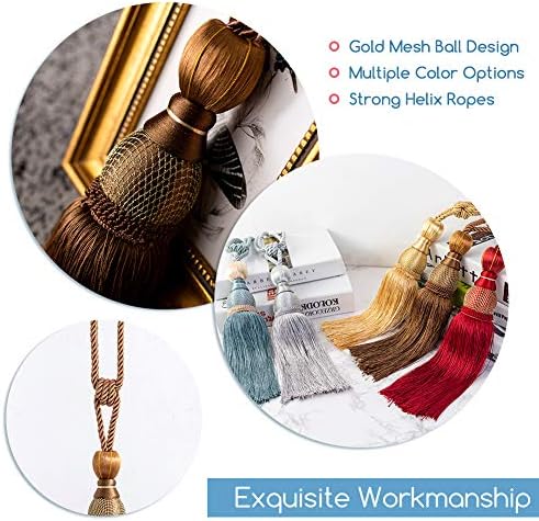 Melodieux Decorative Curtain Tiebacks with Tassels - Set of 2 Brown